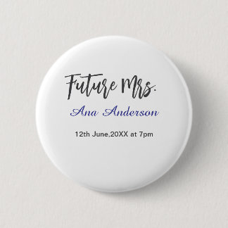 Future mrs surname bride to be purple gray name da 6 cm round badge