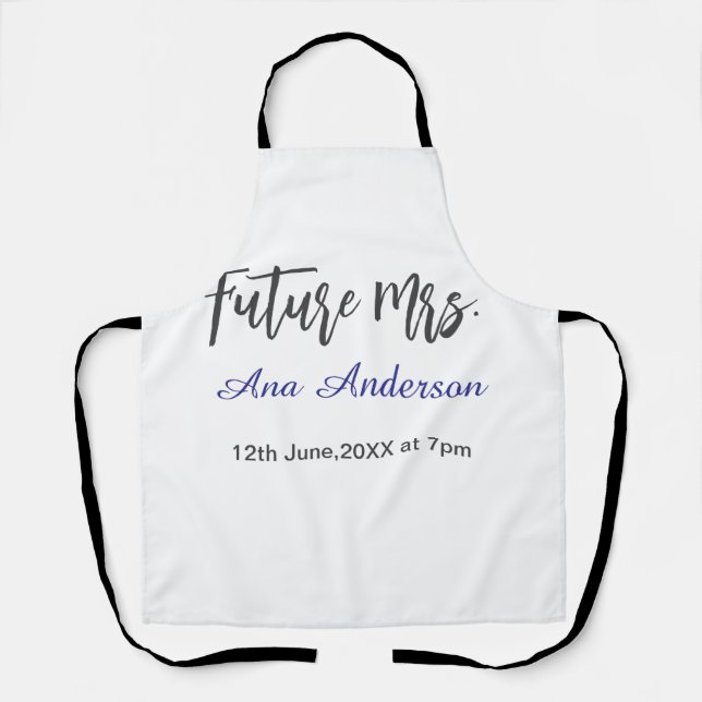 Future mrs surname bride to be purple gray name da apron (Front)