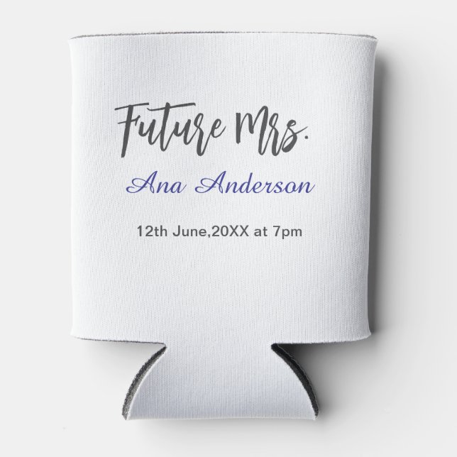 Future mrs surname bride to be purple gray name da can cooler (Front)