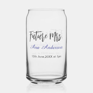 Future mrs surname bride to be purple gray name da can glass