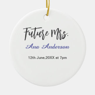 Future mrs surname bride to be purple gray name da ceramic tree decoration