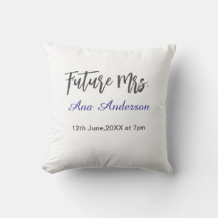 Future mrs surname bride to be purple gray name da cushion