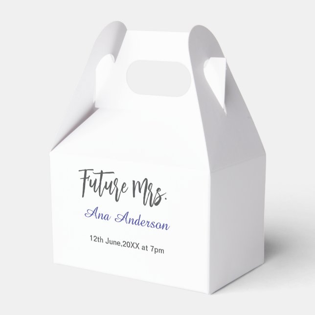 Future mrs surname bride to be purple gray name da favour box (Front Side)