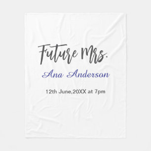 Future mrs surname bride to be purple gray name da fleece blanket