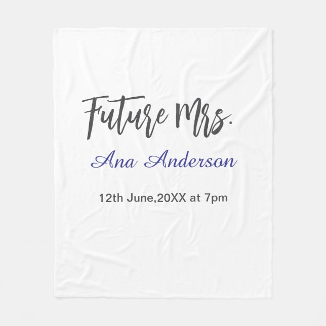 Future mrs surname bride to be purple gray name da fleece blanket (Front)