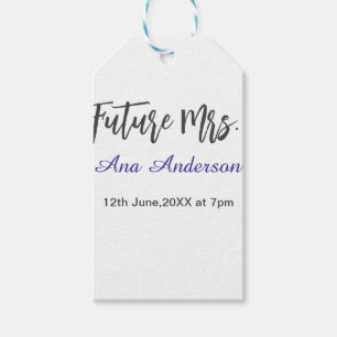 Future mrs surname bride to be purple gray name da gift tags