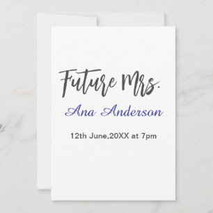 Future mrs surname bride to be purple gray name da invitation
