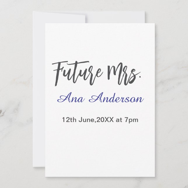 Future mrs surname bride to be purple gray name da invitation (Front)