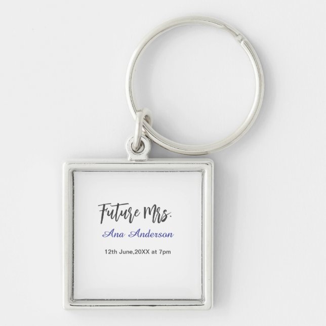 Future mrs surname bride to be purple gray name da key ring (Front)