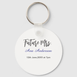 Future mrs surname bride to be purple gray name da key ring