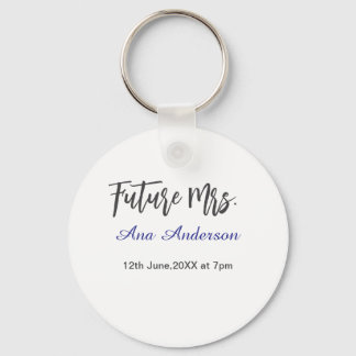 Future mrs surname bride to be purple gray name da key ring