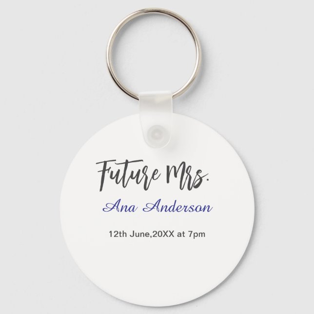 Future mrs surname bride to be purple gray name da key ring (Front)