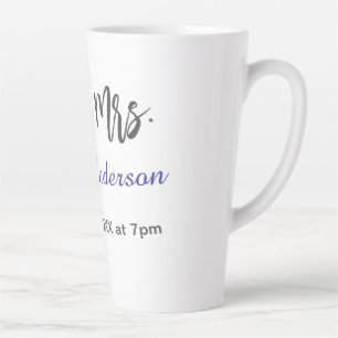 Future mrs surname bride to be purple gray name da latte mug
