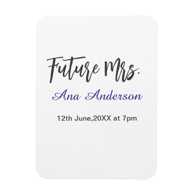 Future mrs surname bride to be purple gray name da magnet (Vertical)