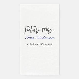 Future mrs surname bride to be purple gray name da napkin