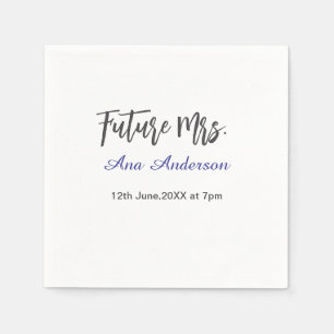 Future mrs surname bride to be purple gray name da napkin