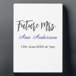 Future mrs surname bride to be purple gray name da plaque<br><div class="desc">design</div>