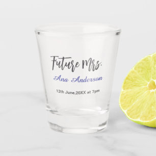 Future mrs surname bride to be purple gray name da shot glass