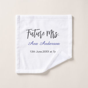 Future mrs surname bride to be purple gray name da wash cloth