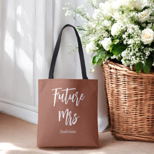 Future Mrs Terracotta Bride Brown White Tote Bag