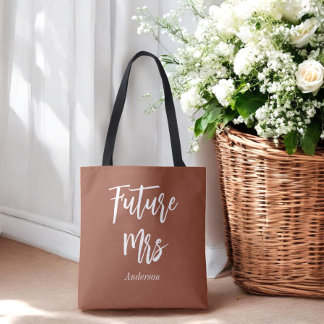 Future Mrs Terracotta Bride Brown White  Tote Bag