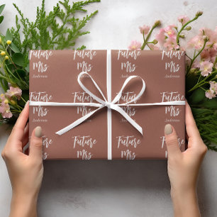 Future Mrs Terracotta Bride Brown White   Wrapping Paper