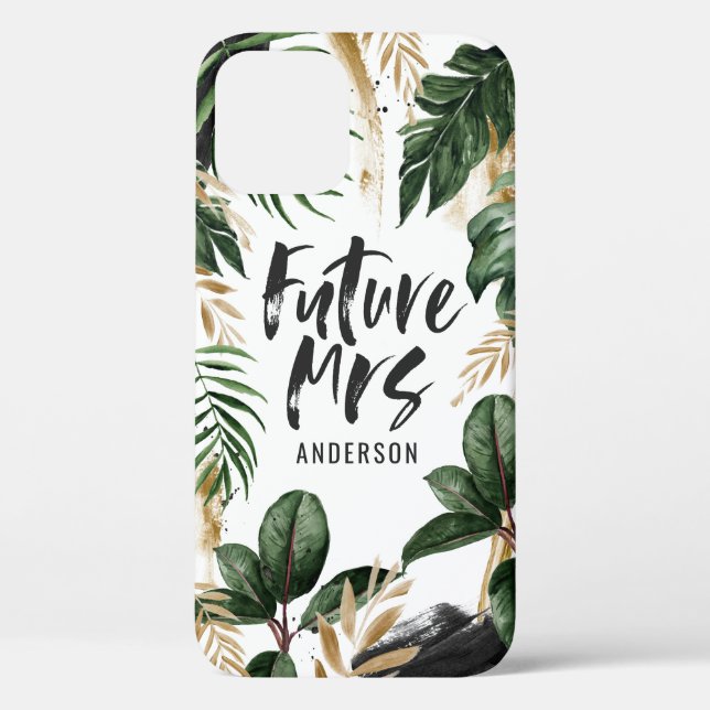 Future Mrs tropical leaf and typography Case-Mate iPhone Case (Back)