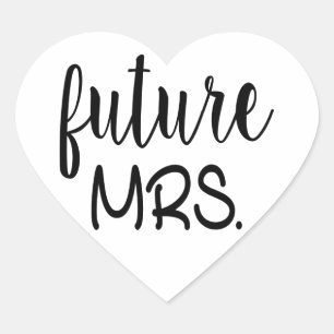 Future Mrs Wedding Black White Bridal Shower Heart Sticker