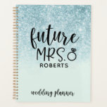 Future Mrs. Wedding Blue Glitter Planner<br><div class="desc">Stay organised with your wedding planning with this personalised planner featuring your future last name.</div>