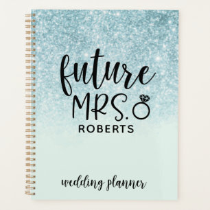 Future Mrs. Wedding Blue Glitter Planner