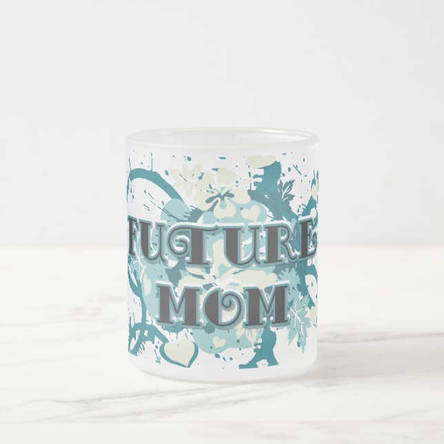 Future Mum - Hearts and Flowers Frosted Glass Coffee Mug (Center)