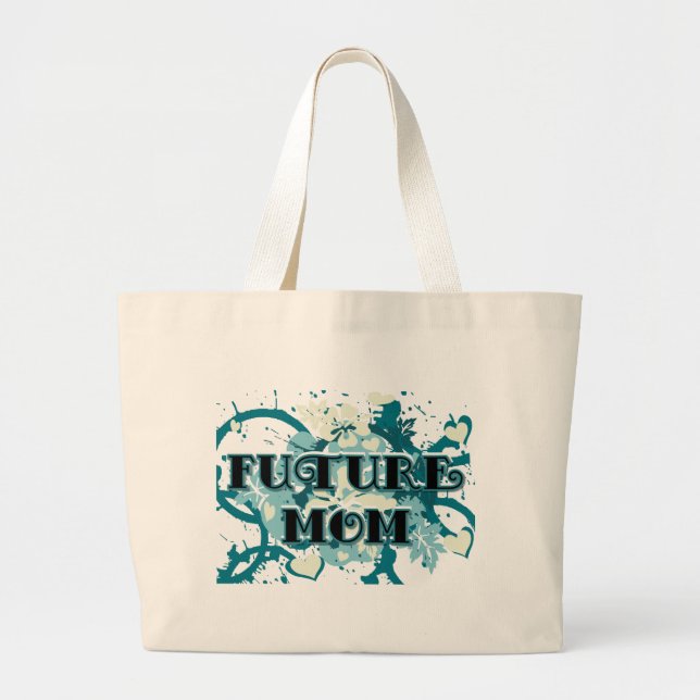 Future Mum - Hearts and Flowers Large Tote Bag (Front)