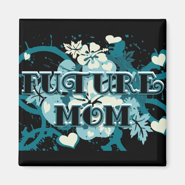 Future Mum - Hearts and Flowers Magnet (Front)