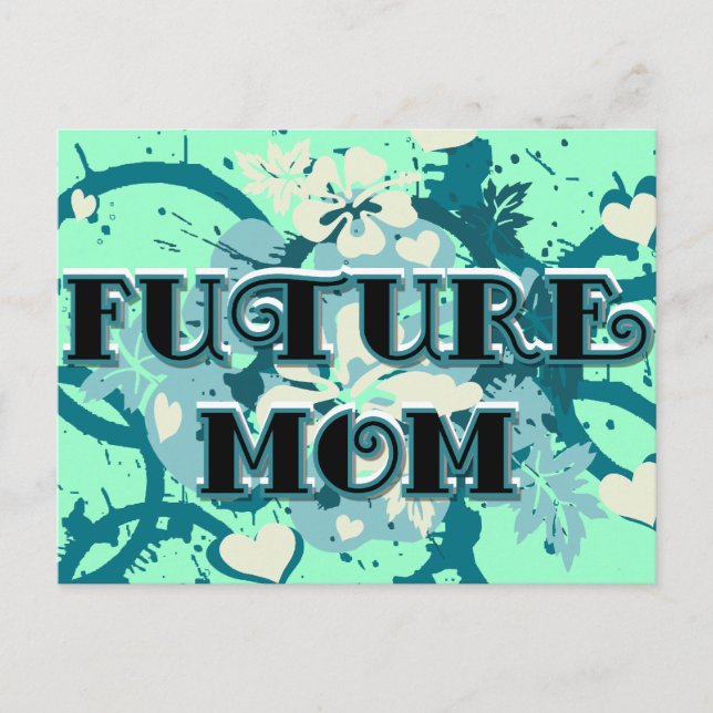 Future Mum - Hearts and Flowers Postcard (Front)