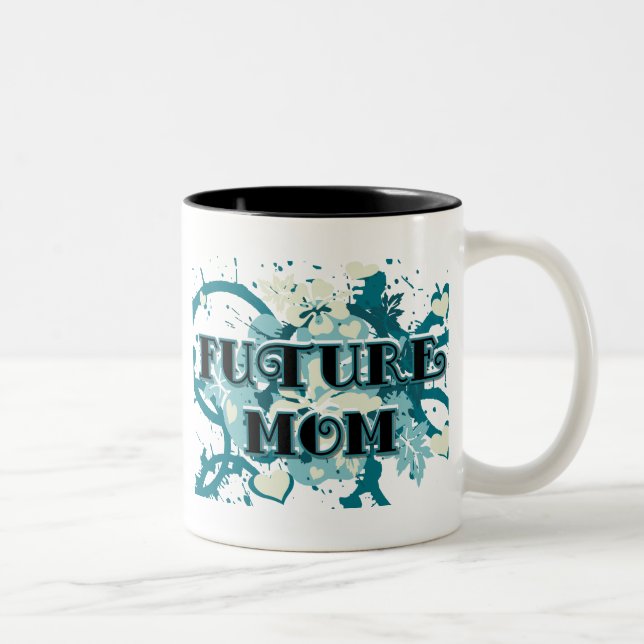 Future Mum - Hearts and Flowers Two-Tone Coffee Mug (Right)