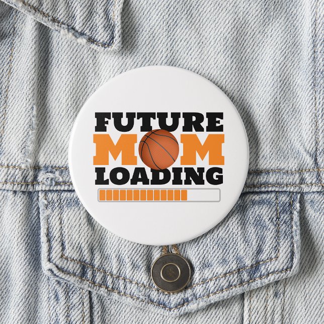 Future Mum Loading Basketball Baby Shower Button (Future mom loading button)