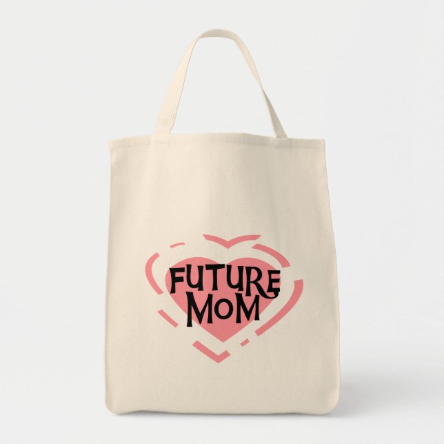 Future Mum Pink Heart Tshirts and Gifts Tote Bag (Front)