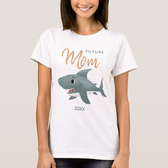 Future Mum to be Blue Ocean Shark T-Shirt (Front)