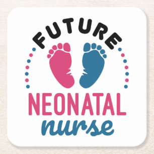 Future Neonatal Nurse Preemie NICU Nursing Square Paper Coaster