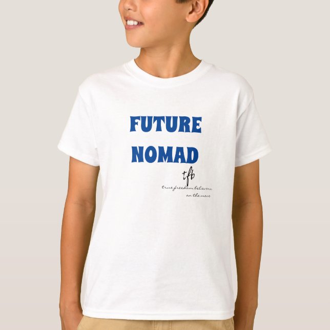 Future Nomad Deep Blue Text Boys T-Shirt (Front)