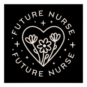 Future nurse affirmations floral quotes black poster