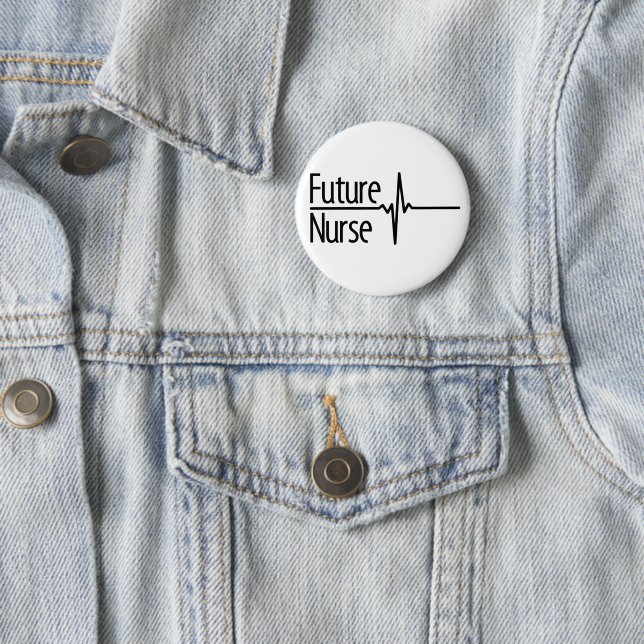 Future Nurse EKG 6 Cm Round Badge (In Situ)