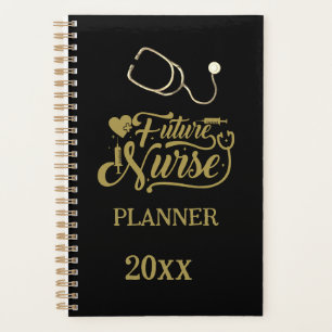 Future Nurse Elegant Modern Gold Black Minimalist Planner
