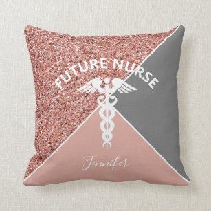 Future Nurse Medical Pink Glitter Personalised Cushion
