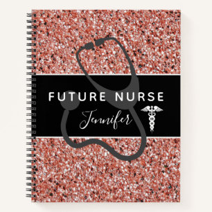 Future Nurse Medical Pink Glitter Personalised Notebook