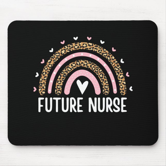 Future Nurse Nursing Student Leopard Rainbow Nursi Mouse Mat (Front)