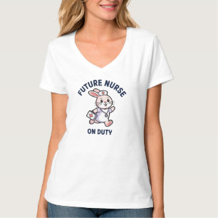 Future Nurse On Duty Cute Bunny Graphic T-Shirt