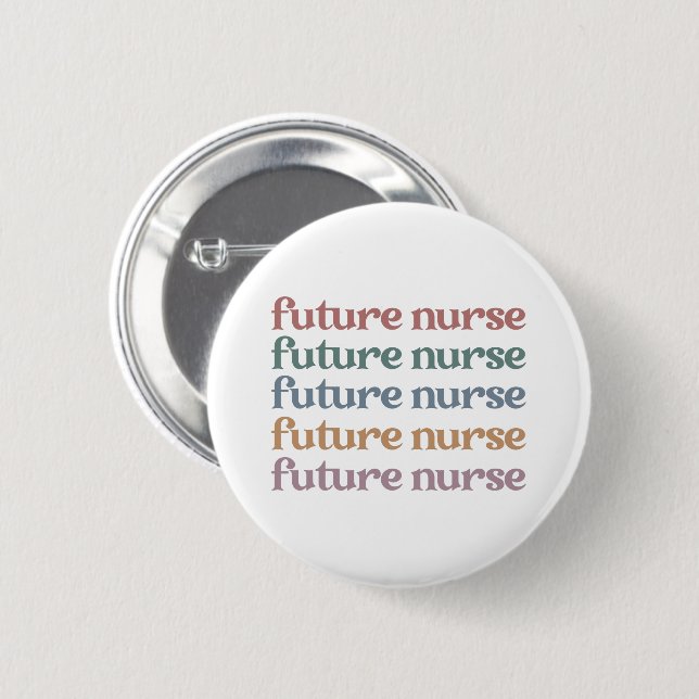 Future Nurse Retro Nursing School Student 6 Cm Round Badge (Front & Back)