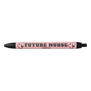 Future Nurse Stethoscope Coral Pink Personalised Black Ink Pen