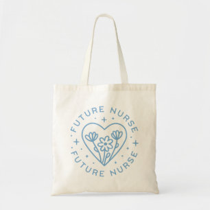 Future nurse student floral preppy blue aesthetic tote bag